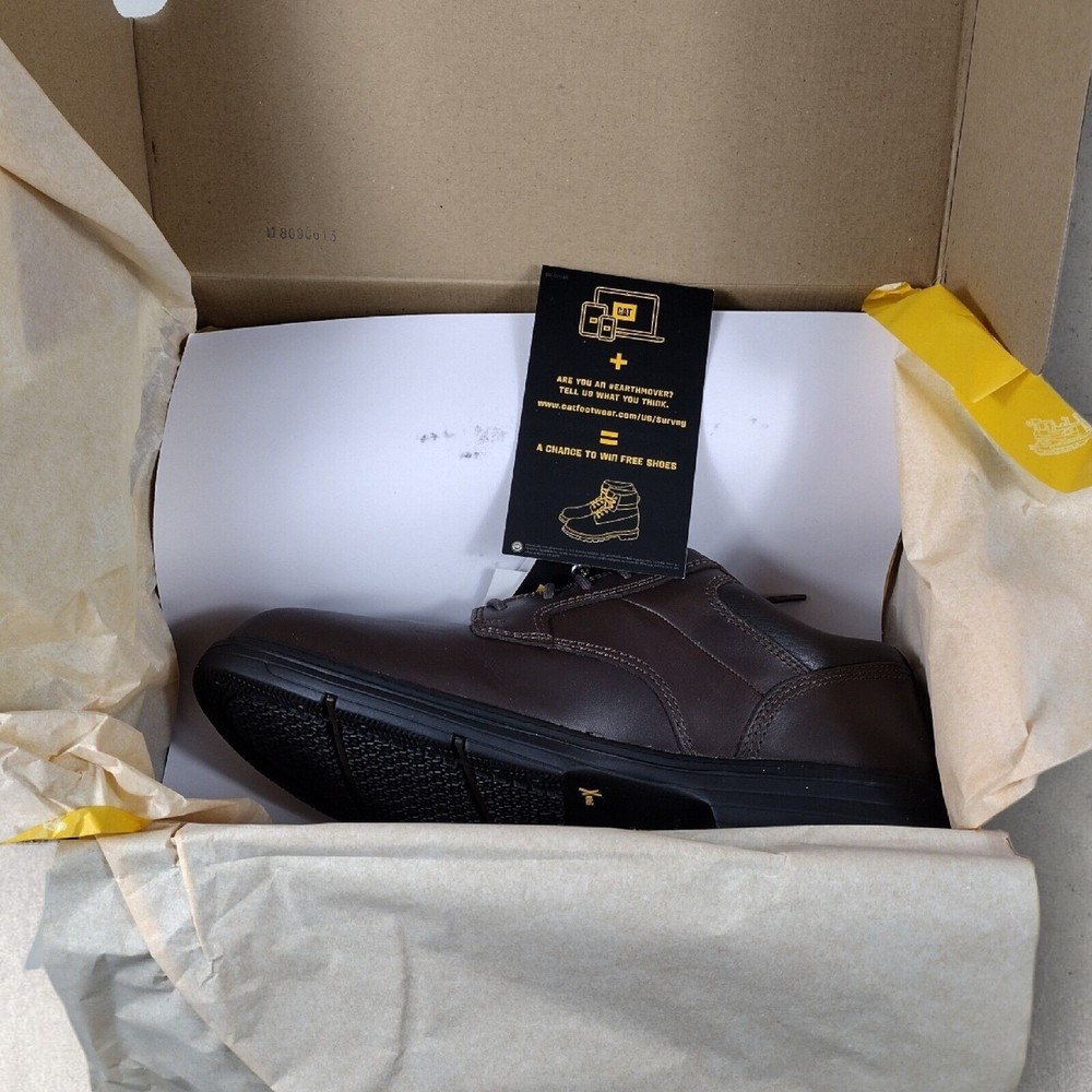 CAT Caterpillar Men's 9 Brown Steel Toe Casual Theme Safety Rugged Work Shoes